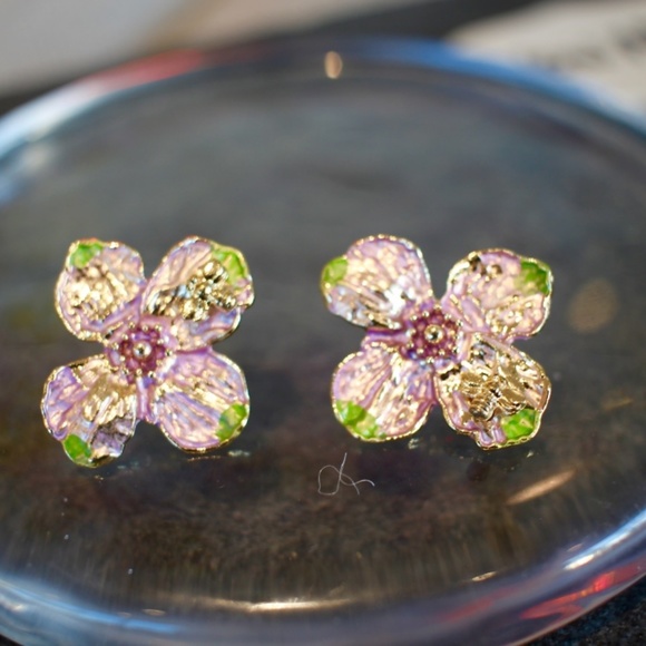 New 925 flower clover leaf flower studs earrings - Picture 4 of 7